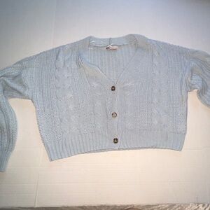 Blue knit cropped oversized sweater L